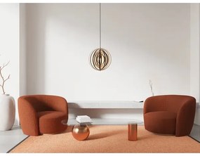 Fából készült függőlámpa kábelen, 1xE27/60W/230V, átm. 43,5 cm, tömörfa/furnér/kaucsukfa