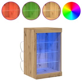 LED világítással ellátott oldalszekrény, kézműves tölgy 41x37x67 cm