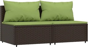 vidaXL 2 db barna polyrattan kerti középső kanapé párnával
