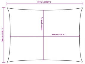 antracitszürke téglalap alakú oxford-szövet napvitorla 3 x 5 m