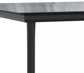 vidaXL 3 részes fekete és szürke polyrattan kerti étkezőszett párnával