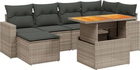 vidaXL 7 részes szürke polyrattan kerti ülőgarnitúra párnákkal