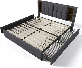 Dupla ágy 160x200 Vezeték nélküli töltés Usb C 4 fiók szürke