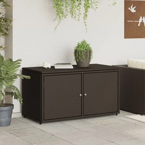 barna polyrattan kerti tárolószekrény 110 x 55 x 60,5 cm