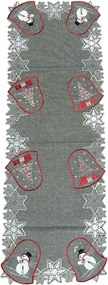 Karácsonyi hímzett terítő Szürke harangok 40x110 cm TiaHome