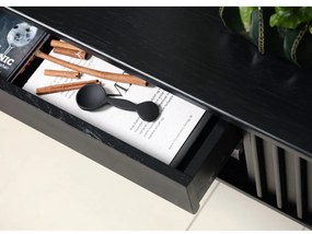 Fekete TV-állvány tölgyfa dekorral 48x160 cm Siena – Unique Furniture