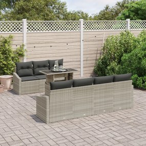 Kerti Kanapé Szett 8 Részes Természetes Rattan Szintetikus Rattan