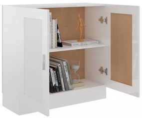 magasfényű fehér szerelt fa könyvszekrény 82,5 x 30,5 x 80 cm