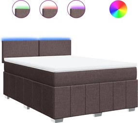 vidaXL sötétbarna szövet rugós ágy matraccal 160 x 200 cm