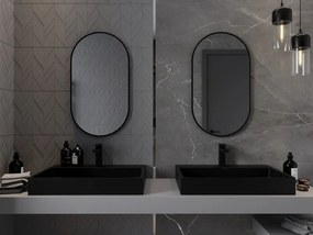 Mexen Loft 80 x 45 cm-es ovális fürdőszobai tükör, fekete keret - 9851-080-045-000-70