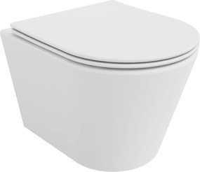 Mexen Rico Rimless WC csésze lassan záródó vékony ülőkével, duroplast, fehér matt - 30724001
