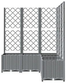 világosszürke PP rácsos kerti ültetőláda 120 x 120 x 136 cm