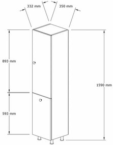 Lipa Walnut fürdőszoba szekrény