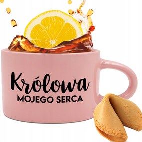 Csésze Rózsaszín 200ml Ajándék Valentin nap Szívkirálynő Sütemény Jóslás