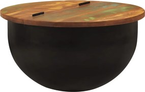 vidaXL fekete tömör újrahasznosított fa dohányzóasztal 50 x 27 cm