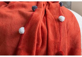 Téglavörös fleece ágytakaró 150x200 cm Pom Pom – Mijolnir