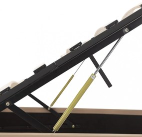 kávészínű műbőr LED-es hidraulikus ágykeret 100 x 200 cm