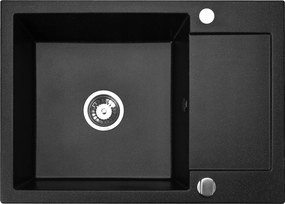 Gránit mosogató egymedencés mosogató csepegtetővel Cordeo 70 Metál