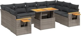 vidaXL 10 részes szürke polyrattan kerti ülőgarnitúra párnákkal