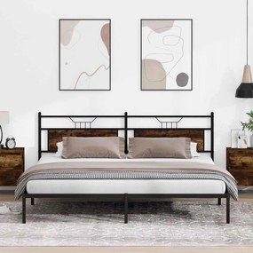 füstös tölgy színű szerelt fa ágykeret matrac nélkül 193x203 cm
