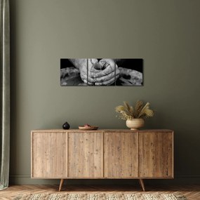 Fekete-fehér kép - kerámia gyártás (órával) (90x30 cm)