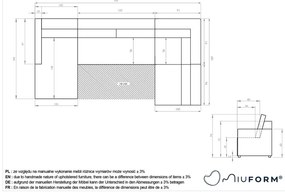 Krémszínű kinyitható tárolóhelyes moduláris sarokkanapé (jobb oldali) Lulu – Miuform