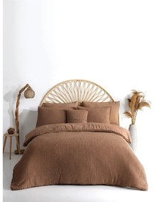 Barna kétszemélyes-hosszabbított renforcé pamut ágyneműhuzat 240x220 cm Waffle Striped – Mila Home Luxury