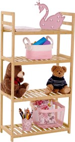 4 polcos polcállvány, természetes bambusz, FIORE TYP 2