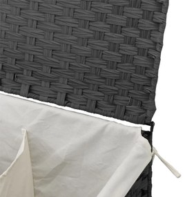 szürke polyrattan szennyeskosár 2 rekesszel 53x33x57 cm