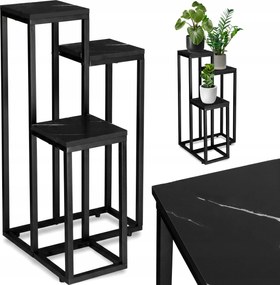 Virágágyás Álló Fém Virágtartó Állvány Virágtartó 3 Polc Magas Fekete