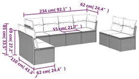 8 részes szürke polyrattan kerti ülőgarnitúra párnákkal