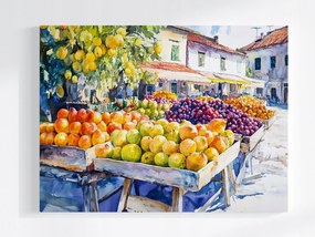 Vászonkép Canvas Város Tér Piac Gyümölcsök Zöldségek Kereskedelem Bevásárlás 100x75