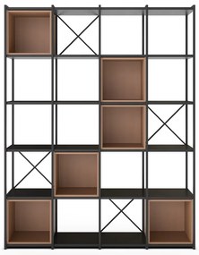 Fekete-téglavörös könyvespolc 140x179 cm Anya – Marckeric