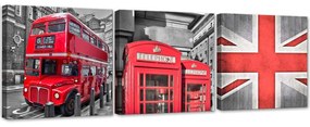 Gario Vászonképek készlet Brit vörös - 3 részes Méret: 90 x 30 cm