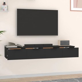 2 db fekete szerelt fa faliszekrény 68 x 30 x 20 cm