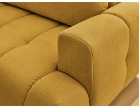 Mustársárga kinyitható-tárolóhelyes sarokkanapé (bal oldali-L alakú) Fuji – Bobochic Paris