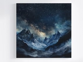 Poszter Kilátás Tájkép Hegyek Csúcsok Tél Ég Csillagok 80x80