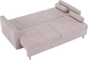 Szófa kinyitható, öregrózsaszín anyag Queens, AURELIA