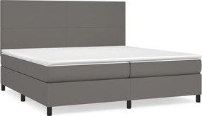 vidaXL szürke műbőr rugós ágy matraccal 200 x 200 cm