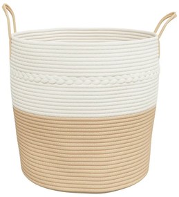 bézs-fehér pamut tárolókosár Ø43 x 38 cm