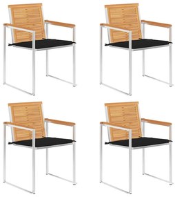 vidaXL 4 db tömör tíkfa kerti szék párnákkal