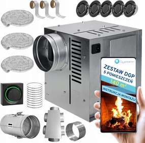 Kandalló Turbina Kandallóventilátor Szett Dgp 5 helyiség 140m2