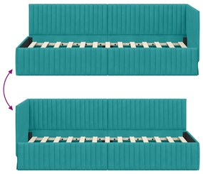 Sarokágy keret fejtámlával Türkiz 80 x 200 cm Bársony