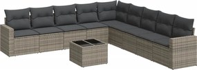 vidaXL 10 részes szürke polyrattan kerti ülőgarnitúra párnákkal