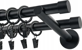 Függönykarnis Dupla Fém Függönykarnis Csendes Kerekek 19 mm Fekete Matt 400 cm