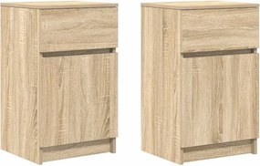 vidaXL 2 db sonoma tölgy színű szerelt fa éjjeliszekrény 39x35x65 cm