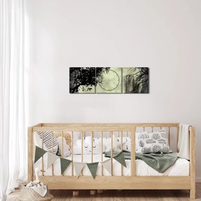 Kép - Telihold a felszín felett, fekete-fehér változat (órával) (90x30 cm)