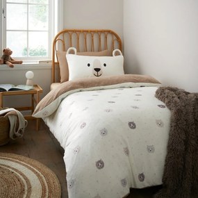 Barna-krémszínű kétszemélyes mikroplüss gyerek ágyneműhuzat 200x200 cm Cosy Bear – Catherine Lansfield