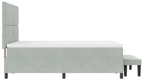 Box Spring Ágy Matraccal és Padlóval Világosszürke 140x190 cm Bársony