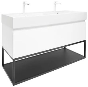 SAT B-Way Fürdőszobaszekrény mosdóval 119x30x45 cm fehér fényes BWAY120WU2BBF